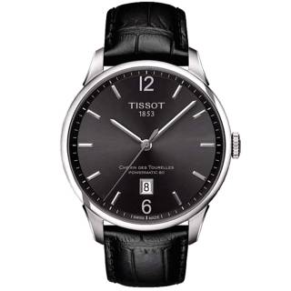 ΡΟΛΟΙ TISSOT T0994071644700 TISSOT Chemin Des Tourelles Powermatic Black Leather Strap