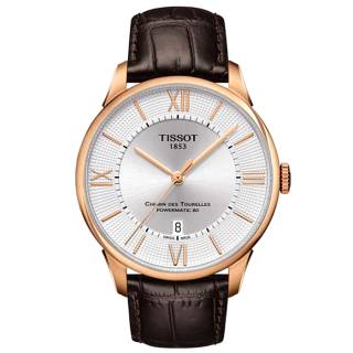 ΡΟΛΟΙ TISSOT T0994073603800 TISSOT Chemin Des Tourelles Powermatic Brown Leather Strap