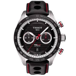 ΡΟΛΟΙ TISSOT  T1004271605100 TISSOT T-Sport PRS 516 Chronograph Automatic Black Leather Strap