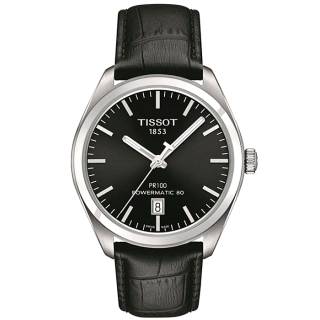 ΡΟΛΟΙ TISSOT T1014071605100 TISSOT T-Classic PR 100 Powermatic 80 Black Leather Strap