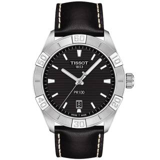 ΡΟΛΟΙ TISSOT T1016101605100 TISSOT PR 100 Sport Black Leather Strap