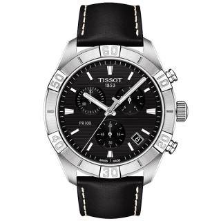 ΡΟΛΟΙ TISSOT T1016171605100 TISSOT PR 100 Sport Chronograph Black Leather Strap