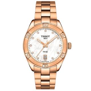 ΡΟΛΟΙ TISSOT T1019103311600 TISSOT PR 100 Sport Chic Diamonds Rose Gold Stainless Steel Bracelet