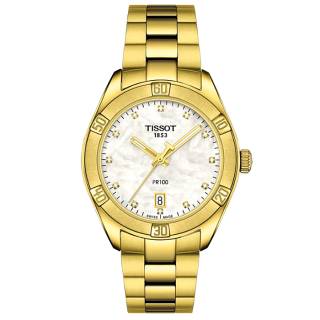 ΡΟΛΟΙ TISSOT T1019103311601 TISSOT PR 100 Sport Chic Diamonds Gold Stainless Steel Bracelet