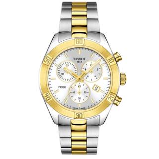 ΡΟΛΟΙ TISSOT T1019172203100 TISSOT T-Sport PR 100 Chronograph Two Tone Stainless Steel Bracelet