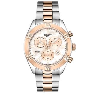 ΡΟΛΟΙ TISSOT  T1019172215100 TISSOT T-Classic PR 100 Sport Chic Chronograph Two Tone Stainless Steel Bracelet