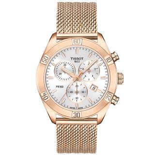 ΡΟΛΟΙ TISSOT T1019173303100 TISSOT PR 100 Sport Chic Chronograph  Rose Gold Stainless Steel Bracelet