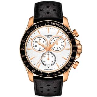 ΡΟΛΟΙ TISSOT T1064173603100 TISSOT Chemin V8 Rose Gold Black Leather Strap