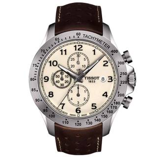 ΡΟΛΟΙ TISSOT T1064271626200 TISSOT T-Sport V8 Automatic Chronograph Brown Leather Strap