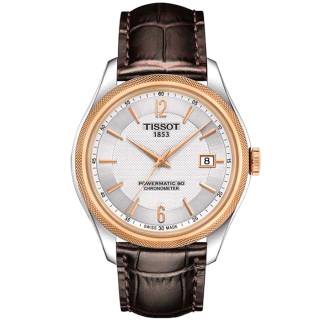 ΡΟΛΟΙ TISSOT T1084082603700 TISSOT Powermatic 80 Brown Leather Bracelet