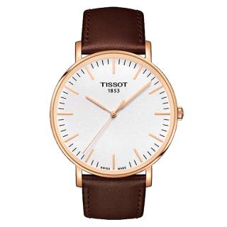 ΡΟΛΟΙ TISSOT T1096103603100 TISSOT T-Classic Everytime Rose Gold Big Gent Brown Leather Strap