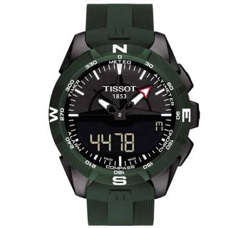 ΡΟΛΟΙ TISSOT  T1104204705100  TISSOT Touch Collection Expert Solar II Chronograph Green Silicone Strap