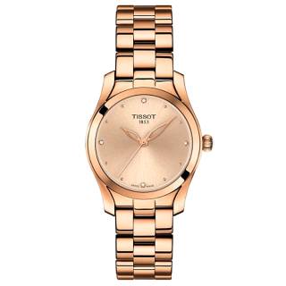 ΡΟΛΟΙ TISSOT T1122103345600 TISSOT T-Lady T-wave Diamonds Rose Gold Stainless Steel Bracelet