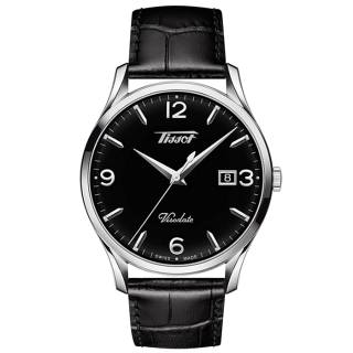 ΡΟΛΟΙ TISSOT  T1184101605700  TISSOT Heritage Visodate Black Leather Strap