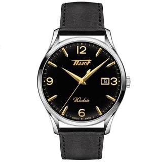 ΡΟΛΟΙ TISSOT  T1184101605701 TISSOT Heritage Visodate Black Leather Strap