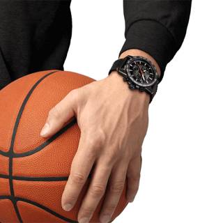 ΡΟΛΟΙ TISSOT T1256173608100 TISSOT T-Sport Supersport Chronograph Black Leather Strap Basketball Edition