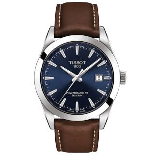 ΡΟΛΟΙ TISSOT  T1274071604100 TISSOT T-Classic Gentleman Silicium Powermatic 80 Brown Leather Strap