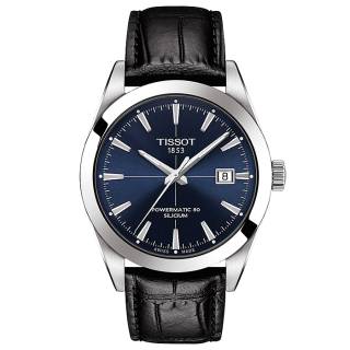 ΡΟΛΟΙ TISSOT  T1274071604101 TISSOT T-Classic Gentleman Silicium Powermatic 80 Black Leather Strap