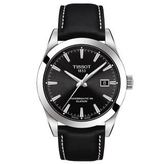 ΡΟΛΟΙ TISSOT  T1274071605100 TISSOT T-Classic Gentleman Silicium Powermatic 80 Black Leather Strap