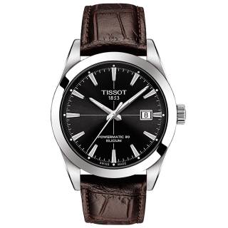 ΡΟΛΟΙ TISSOT  T1274071605101 TISSOT T-Classic Gentleman Silicium Powermatic 80 Brown Leather Strap