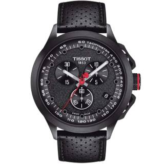 ΡΟΛΟΙ TISSOT  T1354173705101 Tissot T-Race Cycling Giro D'Iitalia 2022 Special Edition Black Leather Strap