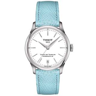 ΡΟΛΟΙ TISSOT  T1392071601100 TISSOT T-Classic Chemin Des Tourelles Automatic Light Blue Leather Strap