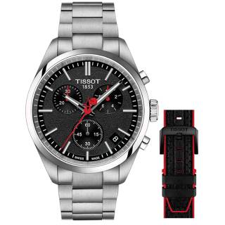 ΡΟΛΟΙ TISSOT  T1504171105101 TISSOT PR100 La Vuelta Chronograph Silver Stainless Steel Bracelet Special Edition Gift Set