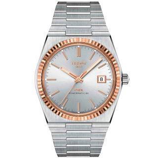 ΡΟΛΟΙ TISSOT  T9314074103100 TISSOT PRX Powermatic 80 Steel with 18ct Rose Gold Bezel