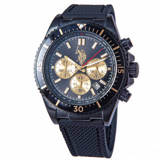 ΡΟΛΟΙ U.S. POLO USP7026YG U.S.POLO Edward Chronograph Black Silicone Strap