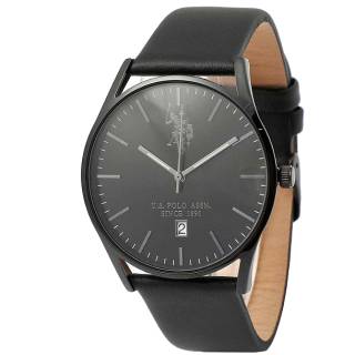 ΡΟΛΟΙ U.S. POLO  USP7089BK U.S.POLO Colin Black Leather Strap