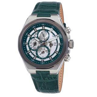 ΡΟΛΟΙ U.S. POLO USP7122GR U.S.POLO Maverik Dual Time Green Leather Strap