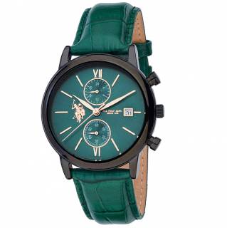 ΡΟΛΟΙ U.S. POLO  USP7139GR U.S.POLO Harrison Green Leather Strap