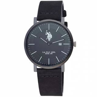 ΡΟΛΟΙ U.S. POLO  USP7158BK U.S.POLO Jackson Black Leather Strap