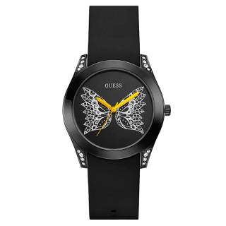 ΡΟΛΟΙ GUESS  W0023L10 GUESS Ladies Crystals Black Rubber Strap