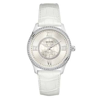 ΡΟΛΟΙ GUESS  W0768L4 GUESS Ladies Crystals White Leather Strap