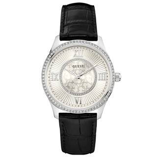 ΡΟΛΟΙ GUESS W0768L5 GUESS Ladies Crystals Black Leather Strap