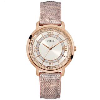 ΡΟΛΟΙ GUESS  W0934L5 GUESS Ladies Crystals Pink Leather Strap