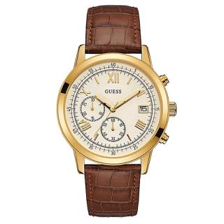 ΡΟΛΟΙ GUESS  W1000G3 GUESS Mens Chronograph Brown Leather Strap