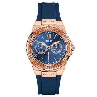 ΡΟΛΟΙ GUESS  W1053L1 GUESS Ladies Crystals Blue Rubber Strap