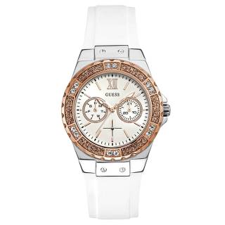 ΡΟΛΟΙ GUESS  W1053L2 GUESS Ladies Crystals White Rubber Strap