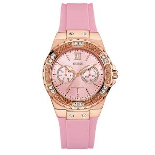 ΡΟΛΟΙ GUESS  W1053L3 GUESS Ladies Crystals Pink Rubber Strap