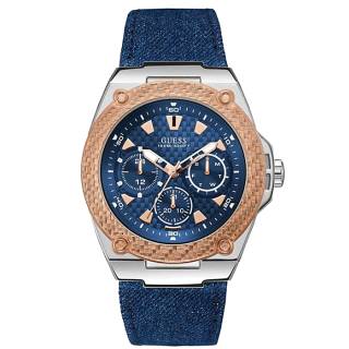 ΡΟΛΟΙ GUESS  W1058G1 GUESS Mens Blue Leather Strap