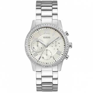 ΡΟΛΟΙ GUESS  W1069L1 GUESS Ladies Crystals Chronograph Silver Stainless Steel Bracelet