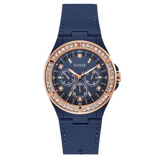 ΡΟΛΟΙ GUESS  W1093L2 GUESS Ladies Crystals Blue Silicone Strap