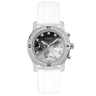 ΡΟΛΟΙ GUESS  W1098L1 GUESS Ladies Crystals White Rubber Strap