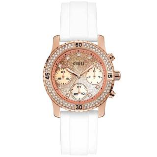 ΡΟΛΟΙ GUESS  W1098L5 GUESS Ladies Crystals White Rubber Strap