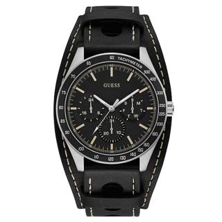 ΡΟΛΟΙ GUESS W1100G1 GUESS Mens Black Leather Strap