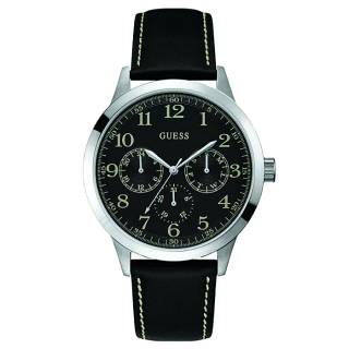 ΡΟΛΟΙ GUESS W1101G1  GUESS Black Leather Strap