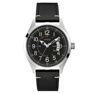 ΡΟΛΟΙ GUESS W1102G1 GUESS Mens Black Leather Strap