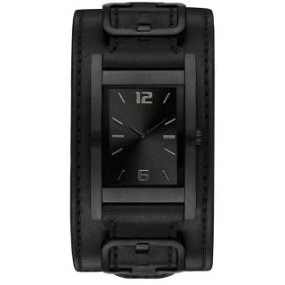 ΡΟΛΟΙ GUESS  W1165G2 GUESS Mens Black Leather Strap